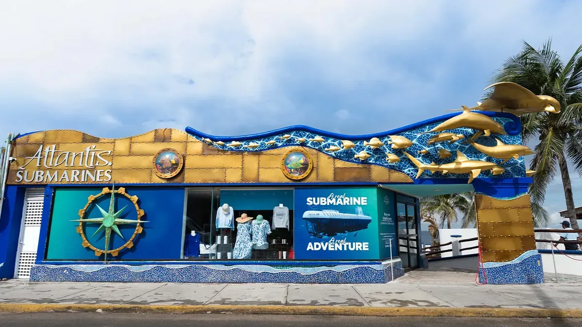 Tropical fish viewed through submarine viewports